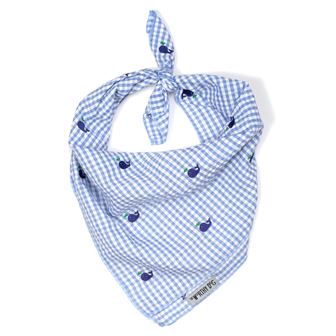 Blue Gingham Whale Bandana