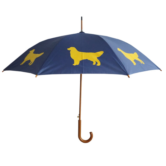 San Francisco Umbrella Company Navy with Yellow Golden Retriever Umbrella