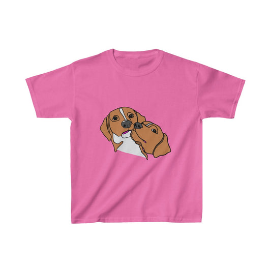 Printify Two Beagles Kids Unisex Cotton Tee