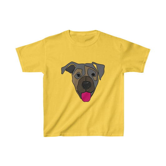 Printify Brown and Grey Dog Kids Unisex Cotton Tee