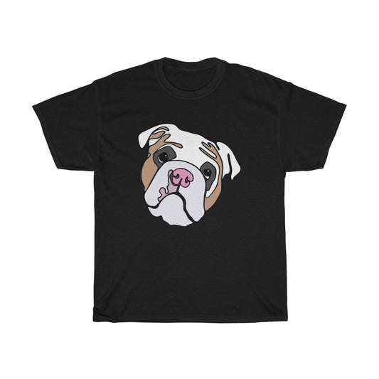 Printify Fawn and White English Bulldog Unisex Cotton Tee